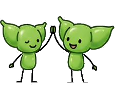 ハイタッチをする枝豆のキャラクター